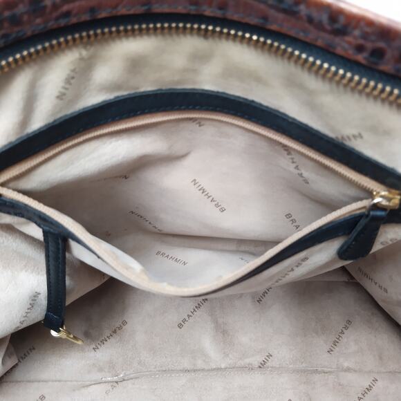 Brahmin Black Leather Double Handle Zipper Closure Tote Shoulder Bag - Picture 13 of 16